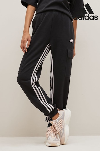 adidas for Black Tapered Sportswear Dance 3-Stripes High-waisted Cargo Joggers (D36287) | £55