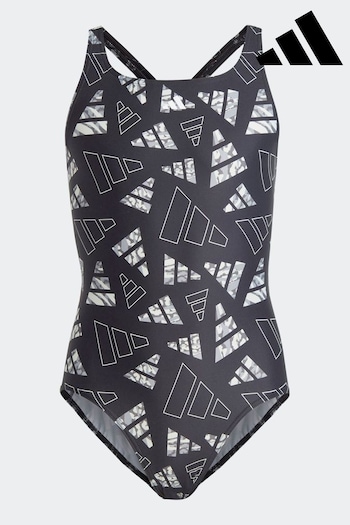 adidas Black 3 Bar Logo Graphic Swimsuit (D36299) | £25
