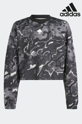 adidas Grey Kids Future Icons Allover Print Sweatshirt (D36321) | £35