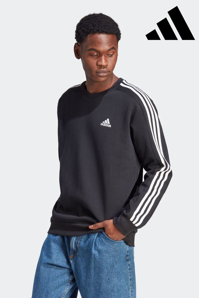 Adidas 3 stripe sweatshirt black deals