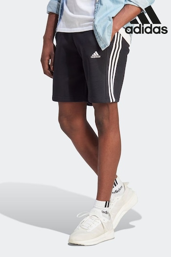 adidas Black Sportswear Essentials Fleece 3-Stripes Shorts (D36329) | £30