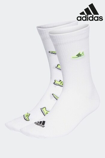adidas White Adult Run x Ultraboost Shoe Love Graphic Socks 2 Pairs (D36353) | £15