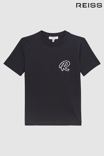 Reiss Navy Jude Junior Cotton Crew Neck T-Shirt (D36412) | £12