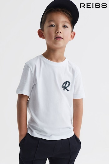 Reiss White Jude Junior Logo Crew Neck T-Shirt (D36429) | £12