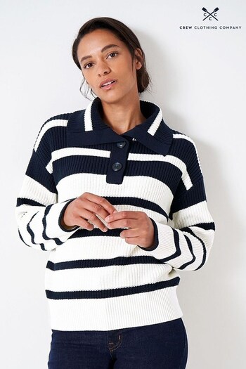 Crew Clothing Company Blue Multi Textured Cotton Jumper (D36464) | £69
