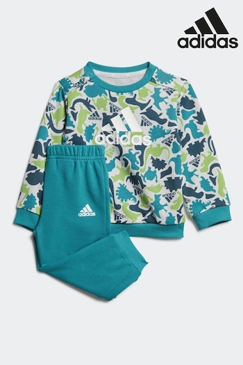 adidas Grey Sportswear Infant Essentials Allover Print Jogger Set Kids (D36491) | £30