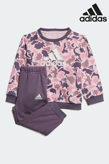 adidas Pink Infant Sportswear Essentials Allover Print Jogger Set (D36492) | £30