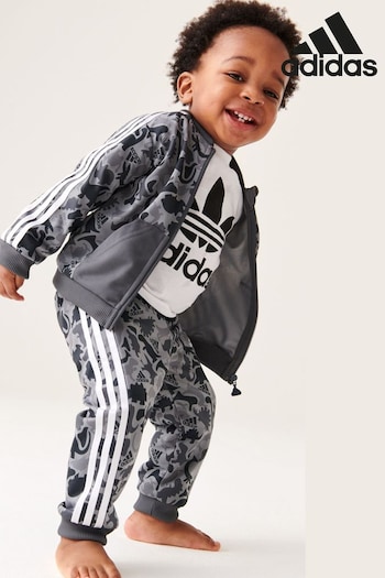 Super Grey Sportswear Infant Dino Camo Allover Print Shiny Polyester Tracksuit (D36493) | £33