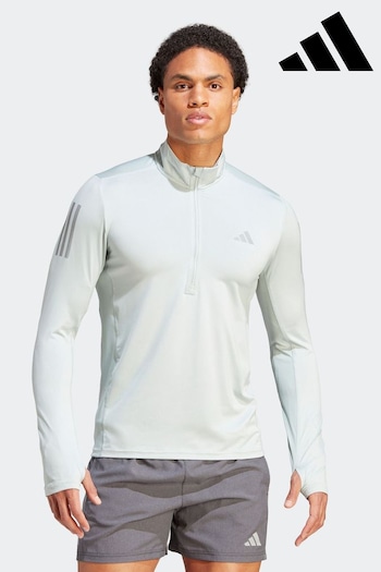 adidas Grey Performance Own the Run 1/4 Zip Long Sleeve Sweatshirt (D36545) | £45
