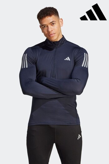 adidas Blue Performance Own the Run 1/4 Zip Long Sleeve Sweatshirt (D36547) | £45