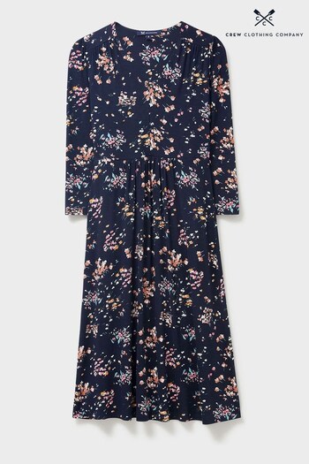 Crew Checked Clothing Company Blue Multi Floral Print  A-Line Dress (D36580) | £69