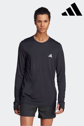 adidas Black Performance Run It Long Sleeve Sweatshirt (D36640) | £35