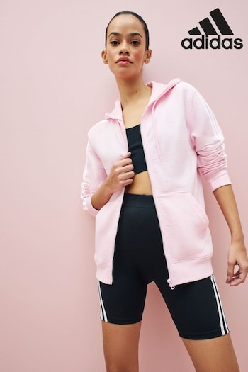 adidas Pink Sportswear Essentials 3-Stripes French Terry Regular Full-Zip Hoodie (D36709) | £50