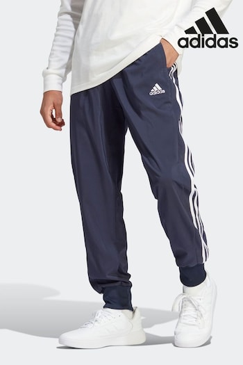 adidas Blue Zip-Up Sportswear Aeroready Essentials Tapered Cuff Woven 3-Stripes Joggers (D36732) | £38