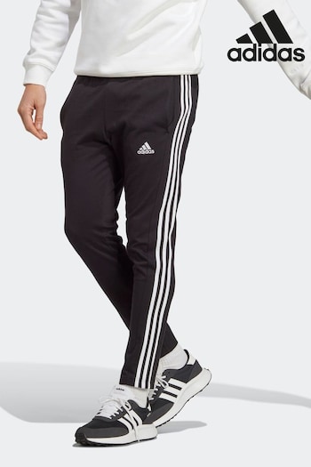adidas Black Sportswear splurge Essentials Single Jersey Tapered Open Hem 3-Stripes Joggers (D36744) | £35
