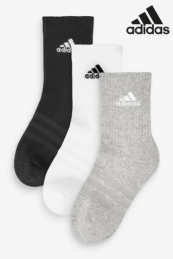 adidas Grey Adult Cushioned Crew Socks 3 Pairs (D36750) | £12