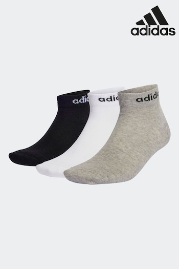 adidas Grey Performance Think Linear Ankle Socks 3 Pair (D36752) | £8