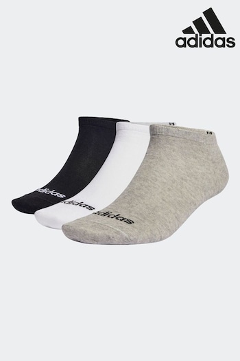 adidas Grey Adult Thin Linear Low-Cut Socks 3 Pairs (D36754) | £8