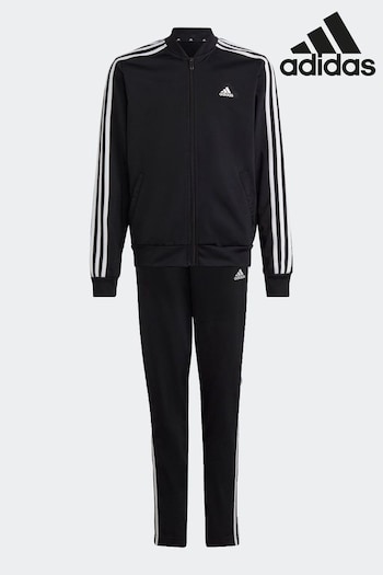adidas b37621 Black Sportswear Essentials 3-Stripes Tracksuit (D36763) | £38