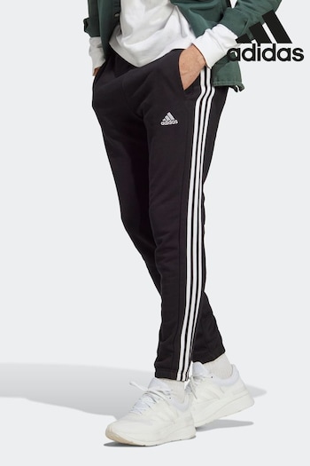 adidas Black Sportswear Essentials French Terry Tapered Elastic Cuff 3-Stripes Joggers (D36770) | £38