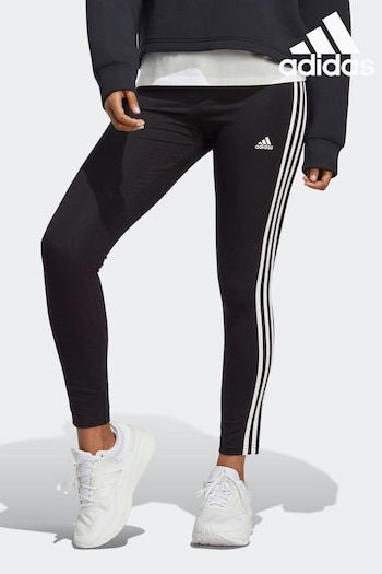 adidas Black Sportswear Essentials 3-Stripes High-Waisted Single Jersey Leggings (D36876) | £28