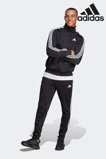 adidas Black Sportswear Basic 3-Stripes Tricot Tracksuit (D36887) | £60