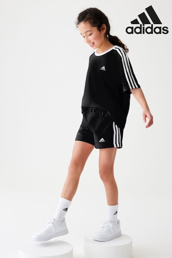 adidas trefoil Black Sportswear Essentials 3-Stripes Shorts (D36918) | £18