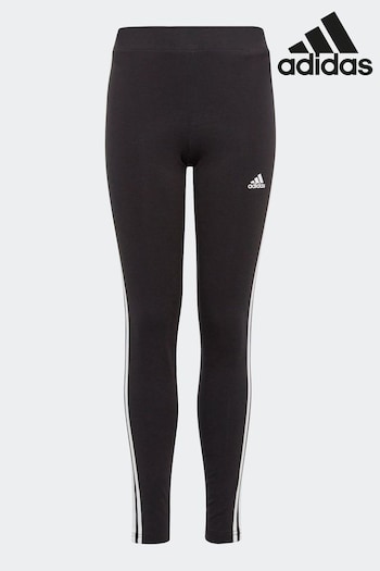 adidas H3LIUM Black Sportswear Essentials 3-Stripes Cotton Leggings (D36923) | £18
