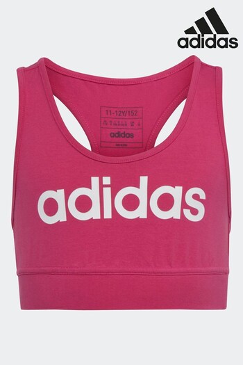 adidas Pink Essentials Linear Logo Cotton Bra Top (D36928) | £13