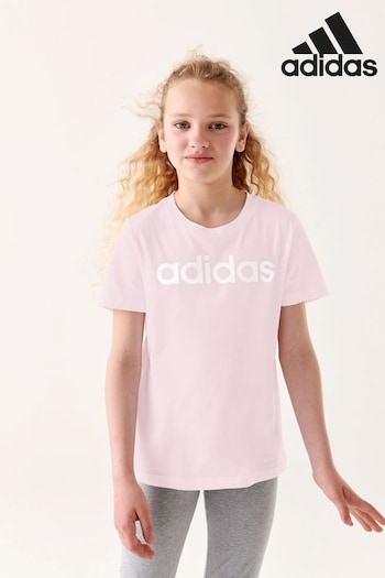 adidas Pink Sportswear Essentials Linear Logo Cotton Slim Fit T-Shirt (D36930) | £13