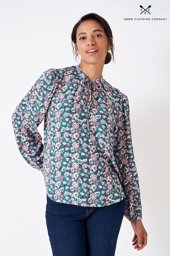 Crew Clothing Company Teal Blue Floral Print Shell Top (D36934) | £49