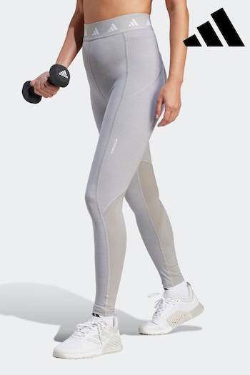 adidas Grey Performance Training Techfit Stash Pocket Full-length Leggings (D36936) | £35