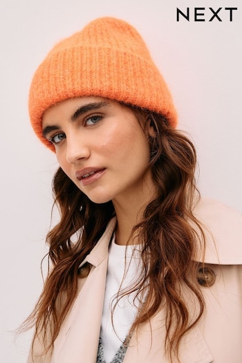 Orange Knitted Beanie Hat (D36990) | £12