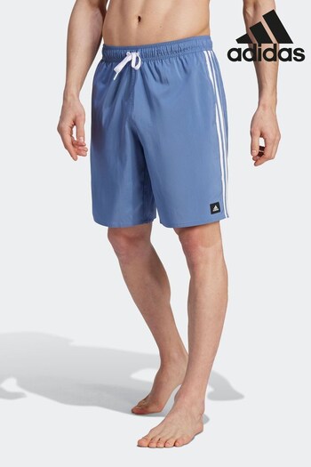 adidas wygod Blue Performance 3-Stripes CLX Swim Shorts (D36992) | £35