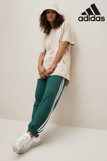 adidas Green Loose-fit Sportswear Essentials 3-Stripes French Terry Joggers (D37014) | £40