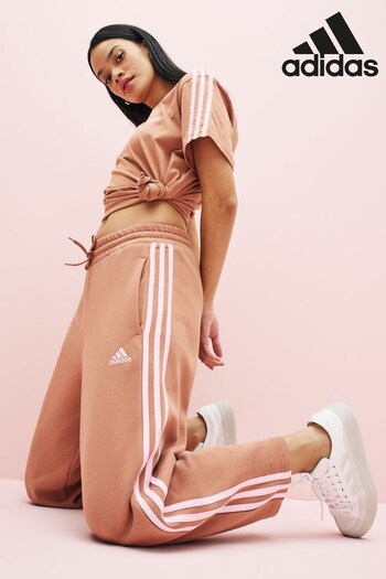 adidas Brown Sportswear Essentials 3-stripes Open Hem Fleece Joggers (D37109) | £38