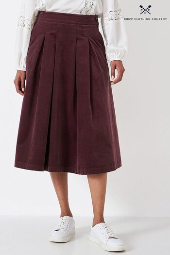 Crew Clothing Company Red Berry Cotton Structured Skirt (D37122) | £65