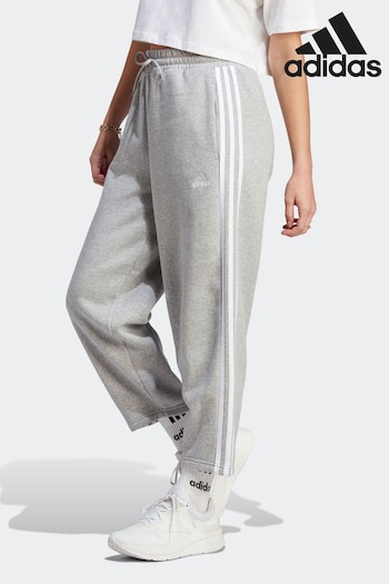 adidas Grey Sportswear Essentials 3-Stripes Open Hem Fleece Joggers (D37162) | £38