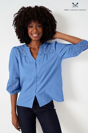Crew Clothing Company Navy Blue Cotton Casual Blouse (D37240) | £55