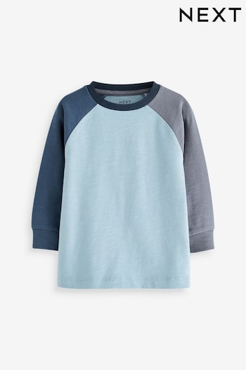 Blue Cosy Colourblock Long Sleeve T-Shirt (3mths-7yrs) (D37301) | £7 - £9