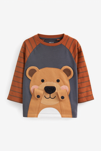 Brown Bear Peekaboo Long Sleeve T-Shirt (3mths-7yrs) (D37307) | £8 - £10