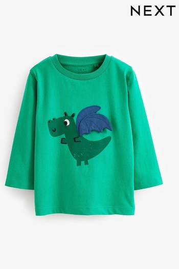 Green Dragon Long Sleeve Character T-Shirt (3mths-7yrs) (D37319) | £6 - £8