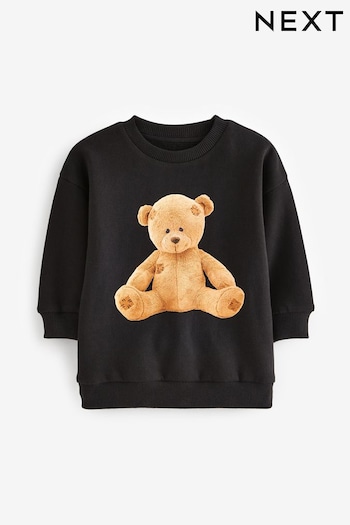 Black Photographic Bear Character Crew Neck Sweatshirt (3mths-7yrs) (D37335) | £10 - £12