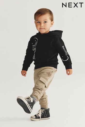 Black Slogan Character Hoodie detail And Joggers Set (3mths-7yrs) (D37342) | £21 - £25
