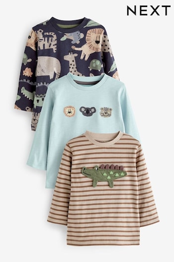 Charcoal Grey Safari Animals Long Sleeve Character T-Shirts from 3 Pack (3mths-7yrs) (D37366) | £21 - £24