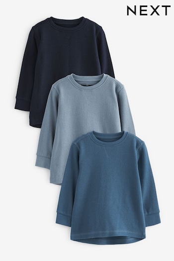 Blue 3 Pack Long Sleeve Textured T-Shirts Gilet (3mths-7yrs) (D37382) | £19 - £23