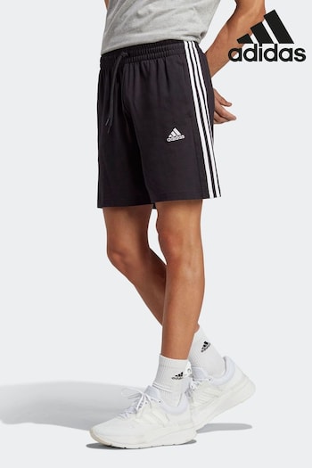 adidas bask Black Sportswear Essentials 3-Stripes Shorts (D37401) | £28
