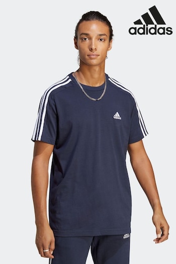 adidas Light Blue Essentials Single Jersey 3-Stripes T-Shirt (D37403) | £23