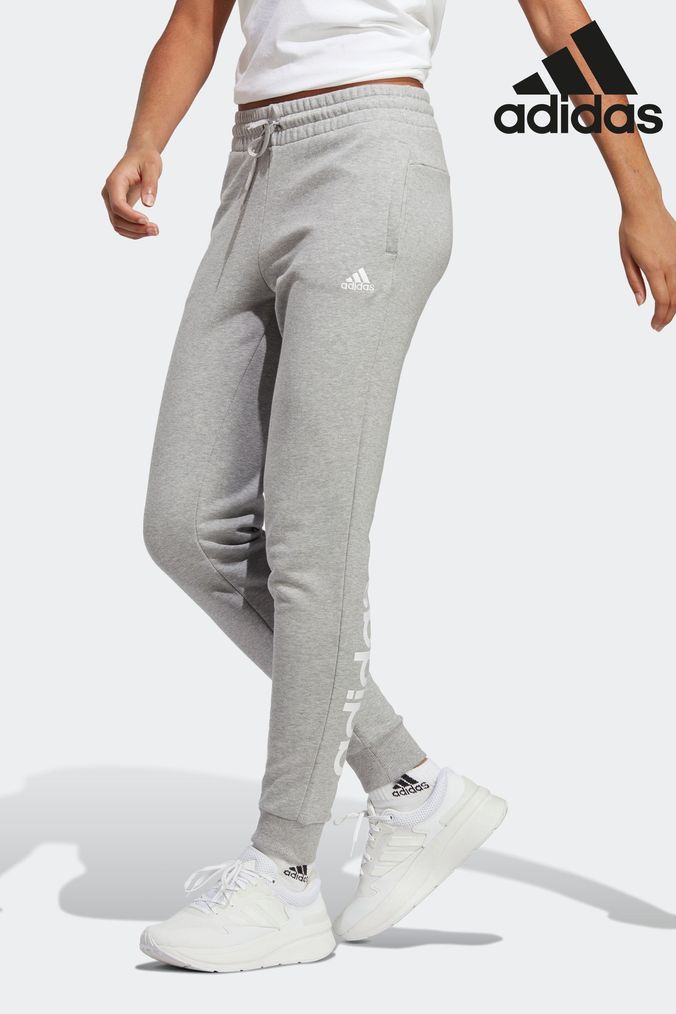 Adidas 3 stripe shop joggers womens grey