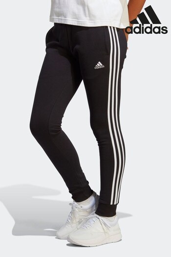 adidas Black Sportswear Essentials 3-Stripes French Terry Cuffed Joggers (D37410) | £38